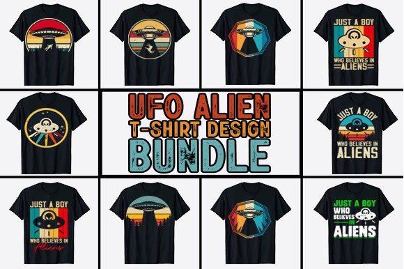 Vintage UFO Alien T-shirt Design Bundle: Graphics and T-Shirt Designs Review
